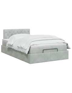 Letto ottomano con materasso Grigio Chiaro 120 x 200 cm Velluto 2