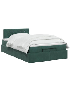Letto ottomano con materasso Verde Scuro 120 x 200 cm Velluto 2