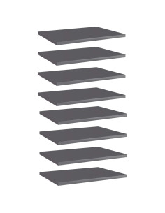 Ripiani per Libreria 8pz Grigio Lucido 40x30x1,5cm Multistrato