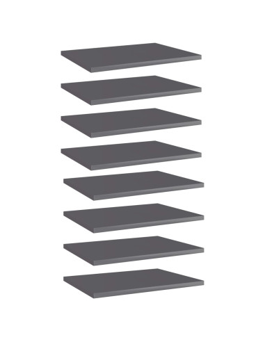 Ripiani per Libreria 8pz Grigio Lucido 40x30x1,5cm Multistrato