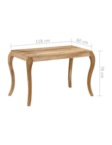 Tavolo da Pranzo in Legno Massello di Mango 118x60x76cm