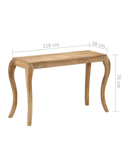 Tavolo Consolle in Legno Massello di Mango 118x38x76 cm