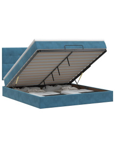 Letto ottomano con materasso Blu Scuro 160 x 200 cm Velluto