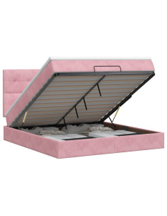 Letto ottomano con materasso Rosa 180 x 200 cm Velluto