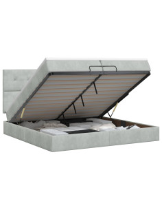 Letto ottomano con materasso Grigio Chiaro 200 x 200 cm Velluto
