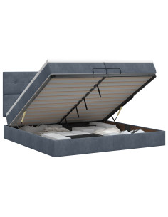 Letto ottomano con materasso Grigio Scuro 200 x 200 cm Velluto