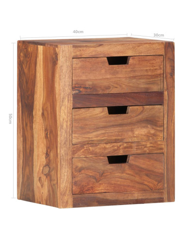 Comodino 40x30x50 cm in Legno Massello di Acacia