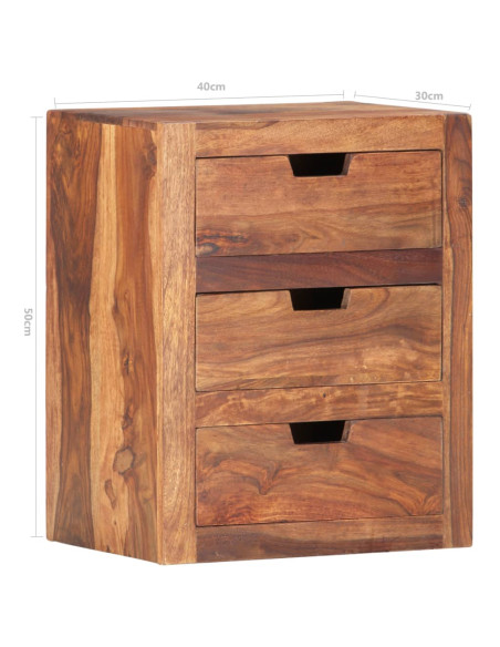 Comodino 40x30x50 cm in Legno Massello di Acacia