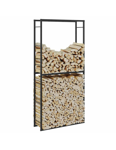 Rastrelliera per Legna da Ardere Nera 100x30x209 cm in Acciaio