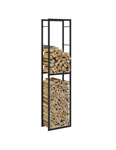 Rastrelliera per Legna da Ardere Nera 50x30x209 cm in Acciaio