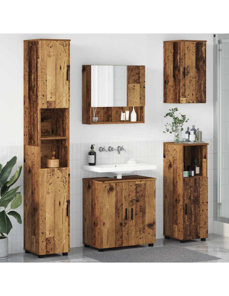 Set di mobili per il bagno con porta 5 pcs Legno vecchio