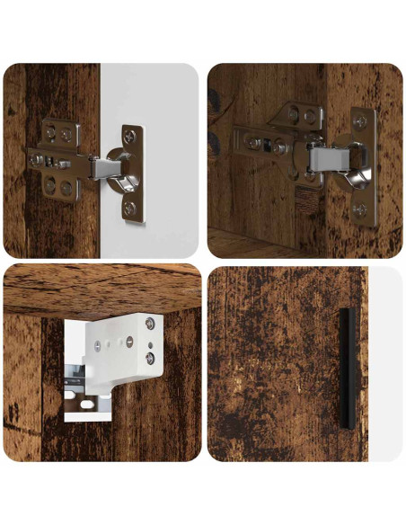 Set di mobili per il bagno con porta 4 pcs Legno vecchio