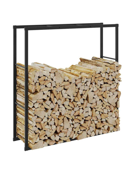 Rastrelliera per Legna da Ardere Nera 110x30x116 cm in Acciaio