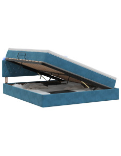 Letto con contenitore LED e materasso Blu Scuro 140 x 200 cm