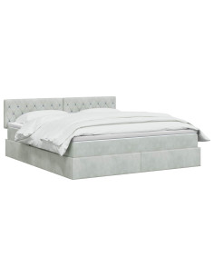 Letto con contenitore LED e materasso Grigio Chiaro 2