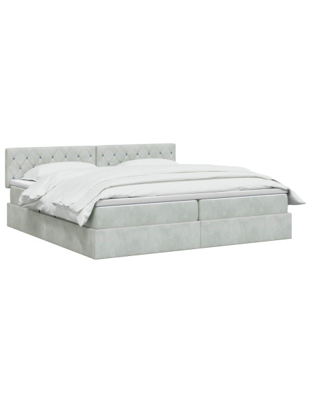 Letto con contenitore LED e materasso Grigio Chiaro
