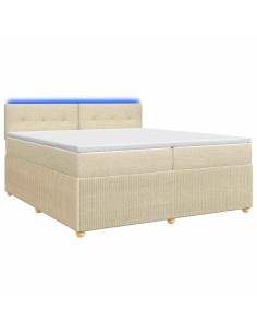 Letto box spring con materasso Crema 200 x 200 cm Tessuto
