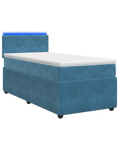 Letto box spring con materasso Blu 80 x 200 cm Velluto