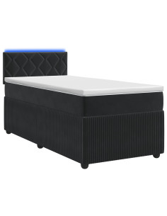 Letto box spring con materasso Nero 80 x 200 cm Velluto