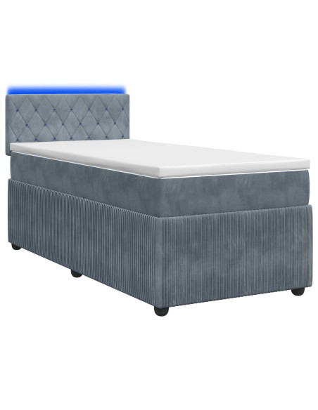Letto box spring con materasso Grigio Scuro 90 x 190 cm Velluto