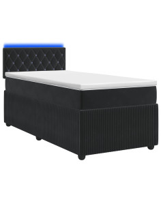 Letto box spring con materasso Nero 90 x 190 cm Velluto
