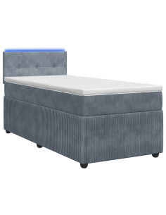 Letto box spring con materasso Grigio Scuro 90 x 190 cm Velluto