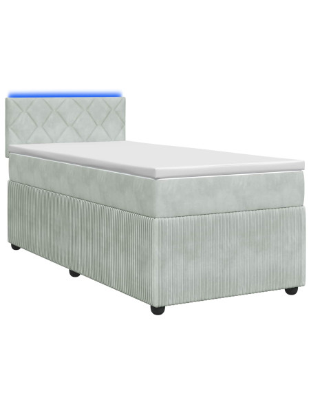 Letto box spring con materasso Grigio Chiaro 90 x 190 cm