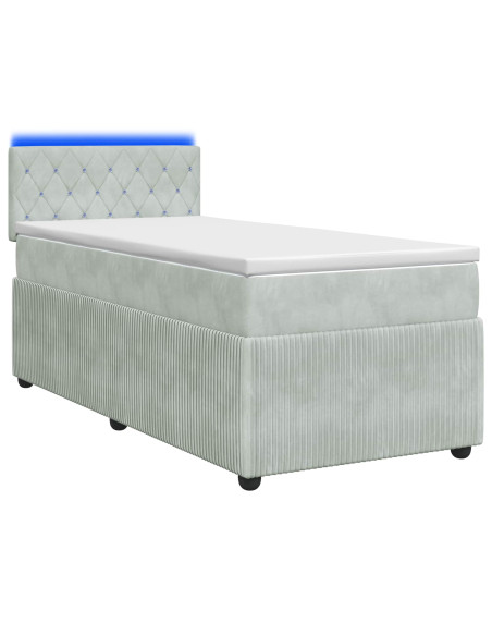 Letto box spring con materasso Grigio Chiaro 100 x 200 cm
