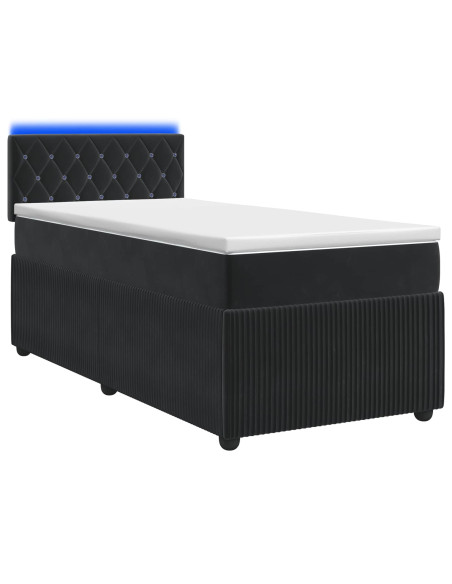 Letto box spring con materasso Nero 100 x 200 cm Velluto