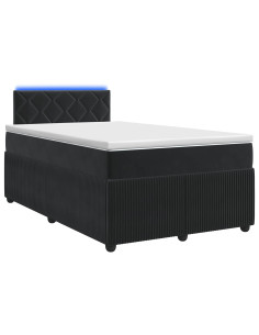 Letto box spring con materasso Nero 120 x 200 cm Velluto