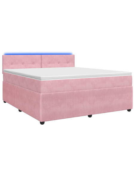Letto box spring con materasso Rosa 160 x 200 cm Velluto