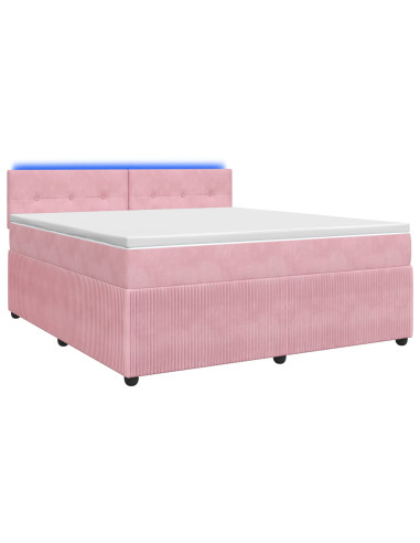 Letto box spring con materasso Rosa 180 x 200 cm Velluto