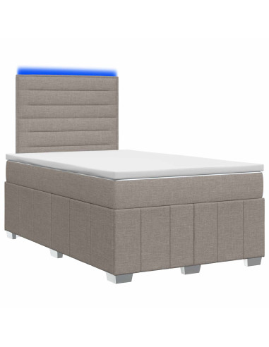 Letto Box Spring LED con Materasso Tortora 120 x 200 cm Tessuto