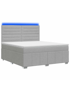 Letto Box Spring LED con Materasso Grigio Chiaro 140 x 200 cm