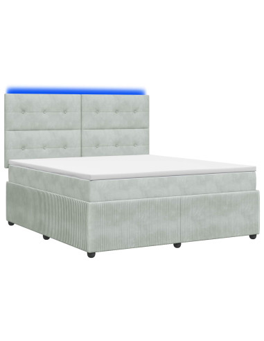 Letto Box Spring LED con Materasso Grigio Chiaro 140 x 200 cm