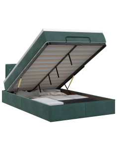 Letto ottomano con materasso Verde Scuro 120 x 200 cm Velluto