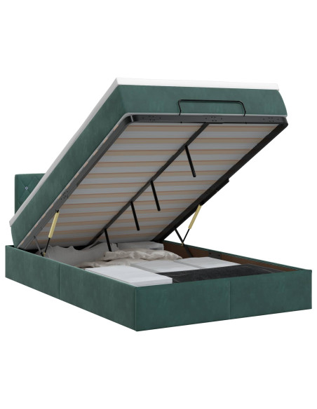 Letto ottomano con materasso Verde Scuro 120 x 200 cm Velluto
