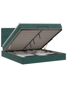 Letto ottomano con materasso Verde Scuro 140 x 190 cm Velluto