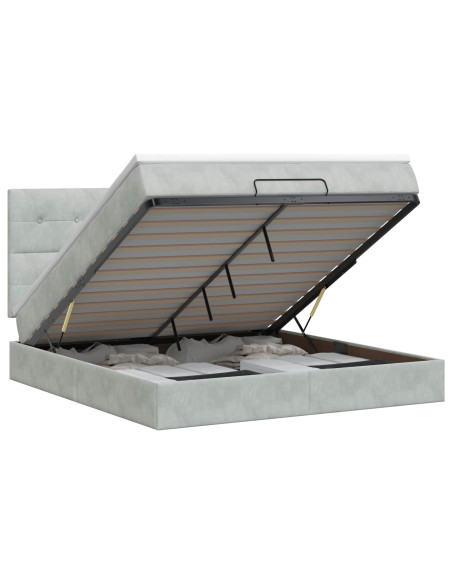 Letto ottomano con materasso Grigio Chiaro 140 x 200 cm Velluto