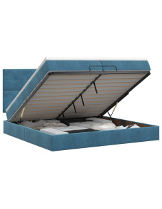 Letto ottomano con materasso Blu Scuro 200 x 200 cm Velluto
