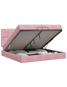 Letto ottomano con materasso Rosa 200 x 200 cm Velluto