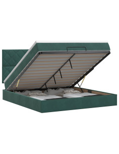 Letto ottomano con materasso Verde Scuro 140 x 200 cm Velluto
