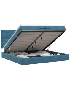 Letto ottomano con materasso Blu Scuro 200 x 200 cm Velluto