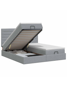 Letto ottomano con materasso 2 pz Grigio Chiaro Tessuto