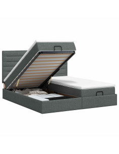 Letto ottomano con materasso 2 pz Grigio Scuro Tessuto