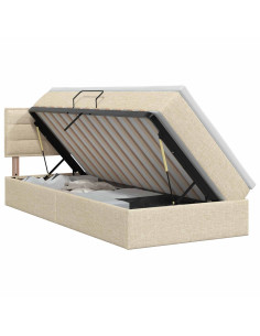 Letto con contenitore e materasso Crema 100 x 200 cm Velluto