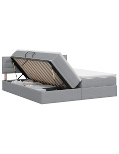 Letto con contenitore e materasso Grigio Chiaro 140 x 190 cm