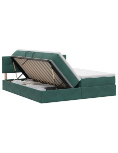 Letto con Contenitore con testiera 2 pz Verde Scuro