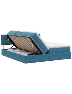Letto con Contenitore con testiera 2 pz Blu Scuro