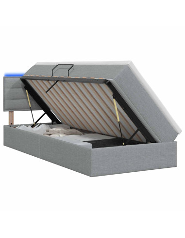 Letto con contenitore LED e materasso Grigio Chiaro 90 x 190 cm